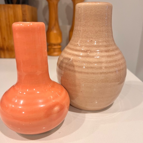 Crate&Barrel Other - Crate&Barrel Orange and Tan Ceramic Vases Accents
